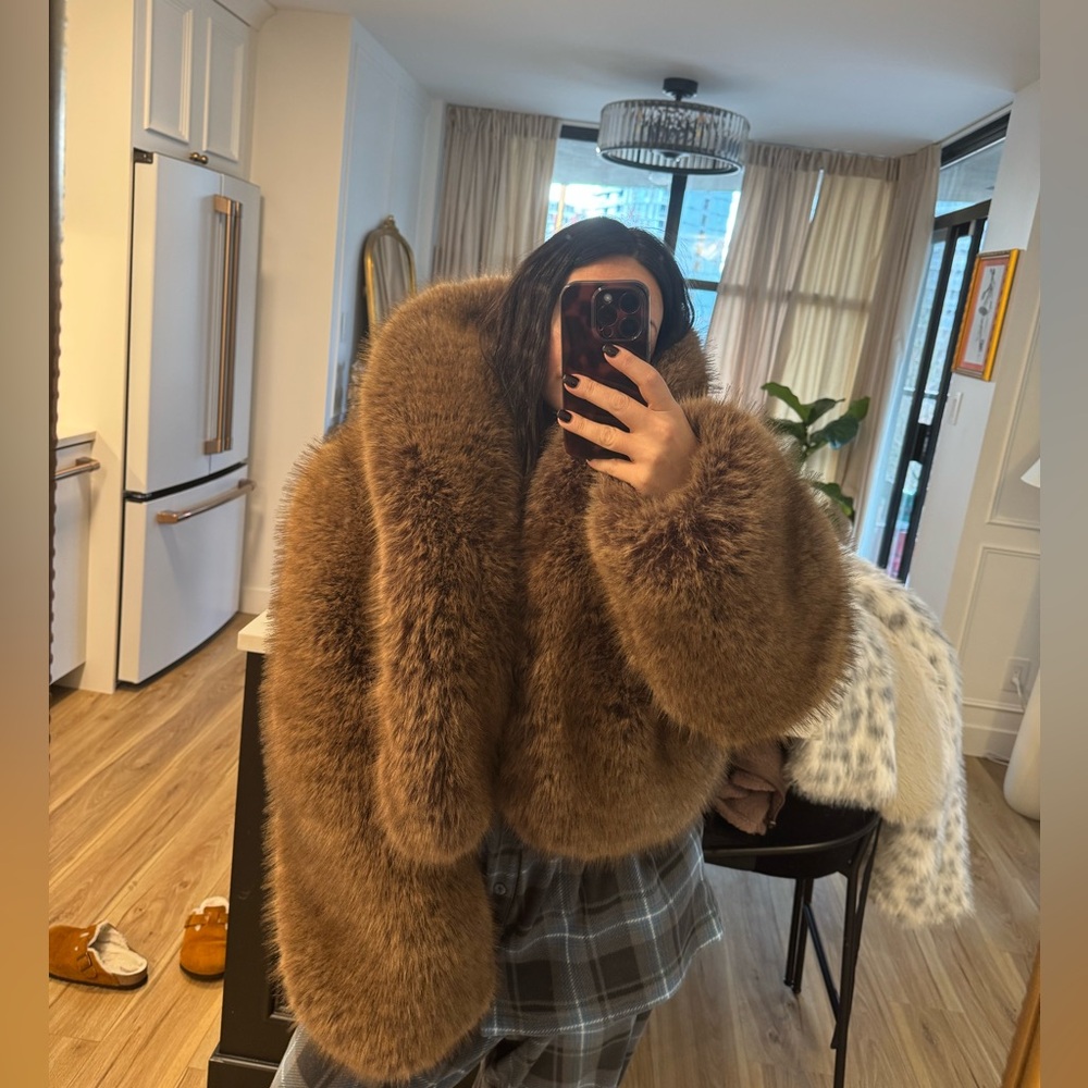 Fashion Nova Plush Brown Teddy Jacket